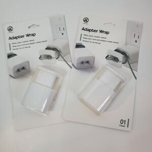 U Brands Adapter Wrap 2 Pack Charger Cord Cable Organizer Travel White